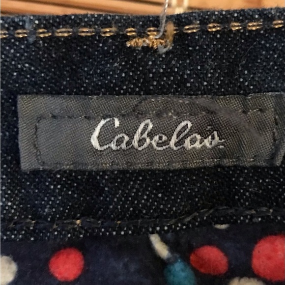 Cabela’s Flannel lined Denim Jeans Polka Dot Size Lining Size 8 Long - Picture 5 of 10
